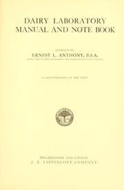 Front cover of Dairy laboratory manual and note book by Ernest L. Anthony