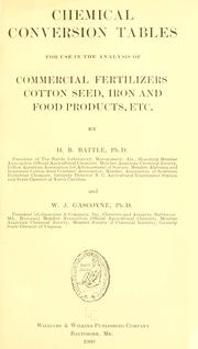 Front cover of Chemical conversion tables for use in the analysis of commercial fertilizers by Herbert Bemerton Battle