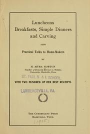 Front cover of Luncheons, breakfasts, simple dinners and carving by H. Myra Norton
