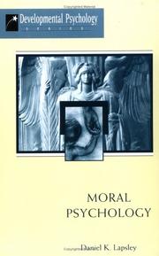 Cover of Moral psychology by Daniel K. Lapsley