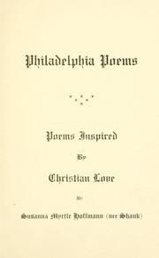 Front cover of Philadelphia poems by Hoffman, Susanna Myrtle (Shank) Mrs