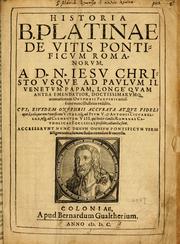 Front cover of Historia B. Platinae de vitis pontificum Romanorum by Platina