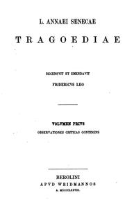 Front cover of L. Annei Senecae Tragoediae by Seneca the Younger