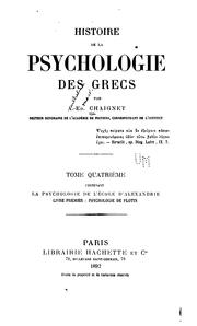 Front cover of Histoire de la psychologie des Grecs by Anthelme Édouard Chaignet