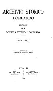 Front cover of Archivio storico lombardo by Società storica lombarda