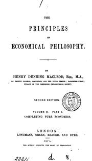 Cover of The principles of economical philosophy by Henry Dunning MacLeod