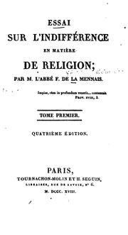 Front cover of Essai sur l'indifférence en matière de religion .. by Félicité Robert de Lamennais