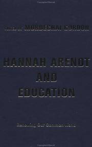 Cover of Hannah Arendt and Education by Mordechai Gordon