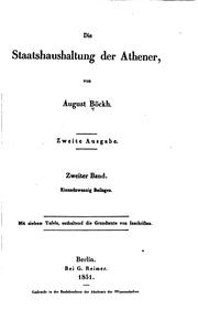 Front cover of Die Staatshaushaltung der Athener by August Boeckh
