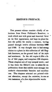 Front cover of Resolves, Divine, Moral and Political by Owen Felltham