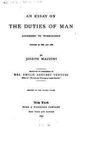 Cover of An Essay on the Duties of Man: Addressed to Workingmen : Written in 1844-1858 by Giuseppe Mazzini