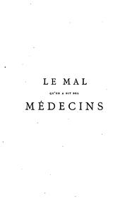 Front cover of Le Mal qu'on a dit des médecins by Gustave Joseph Witkowski