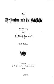 Front cover of Das Christentum und die Geschichte: Ein Vortrag by Adolf von Harnack