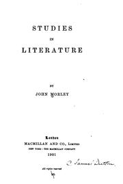 Cover of Studies in Literature by John Morley