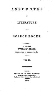 Cover of Anecdotes of Literature and Scarce Books by William Beloe