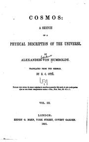 Front cover of Cosmos: A Sketch of a Physical Description of the Universe by Alexander von Humboldt