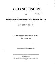 Cover of Abhandlungen der Königlichen Gesellschaft der Wissenschaften zu Göttingen by Akademie der Wissenschaften in Göttingen