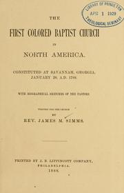 Front cover of The first colored Baptist Church in North America by James Meriles Simms