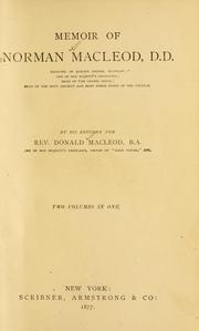 Front cover of Memoir of Norman Macleod by Macleod, Donald
