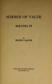 Front cover of Science of value by Henry Christian Rawie