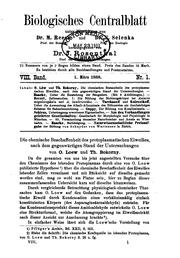 Front cover of Biologisches Zentralblatt by Isidor Rosenthal