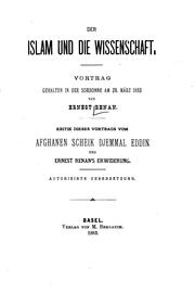 Front cover of Der Islam und die Wissenschaft: Vortrag gehalten in der Sorbonne am. 29 ... by Ernest Renan