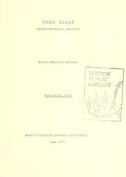 Front cover of Park plaza urban renewal project final project report financial data by Boston Redevelopment Authority