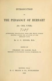 Front cover of Introduction to the pedagogy of Herbart by Ufer, Christian
