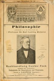 Front cover of Philosophie enthaltend u. a. die Bibliothek des Karl Ludwig Michelet by Gustav Fock
