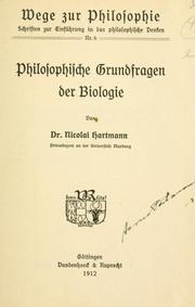 Front cover of Philosophische Grundfragen der Biologie by Nicolai Hartmann