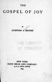 Front cover of The gospel of joy by Brooke, Stopford Augustus