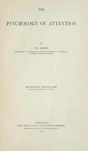 Front cover of The psychology of attention by Théodule Armand Ribot