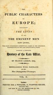 Front cover of The public characters of Europe by Francis Gibbon