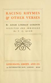 Cover of Racing rhymes & other verses by Adam Lindsay Gordon