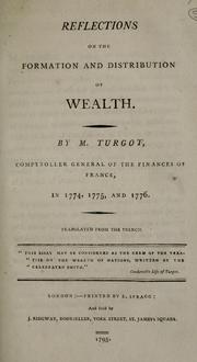 Cover of Reflections on the formation and distribution of wealth by Turgot