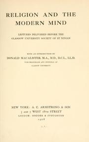 Front cover of Religion and the modern mind by Glasgow University Society of St. Ninian.