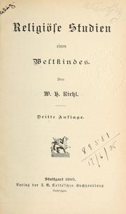 Front cover of Religiöse Studien eines Weltkindes by Wilhelm Heinrich Riehl