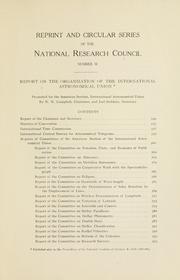 Front cover of Report on the organization of the International Astronomical Union by International Astronomical Union. American Section.