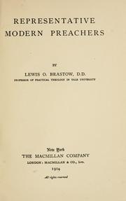 Front cover of Representative modern preachers by Lewis Orsmond Brastow