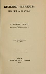Cover of Richard Jefferies, his life and work by Edward Thomas