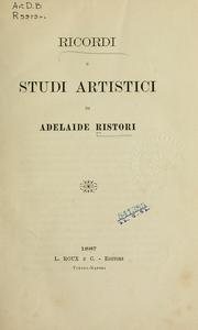 Front cover of Ricordi e studi artistici by Adelaide Ristori