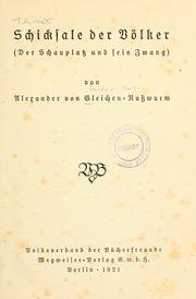 Front cover of Schicksale der völker (der schauplatz und sein zwang) by Gleichen-Russwurm, Alexander Freiherr von