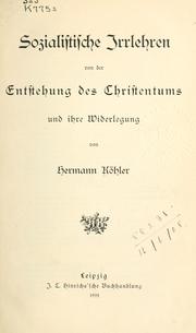 Front cover of Sozialistische Irrlehren von der Entstehung des Christentums und ihre Widerlegung by Hermann Köhler