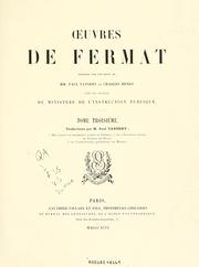 Cover of Oeuvres de Fermat by Pierre de Fermat