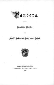 Cover of Pandora by Adolf Friedrich von Schack
