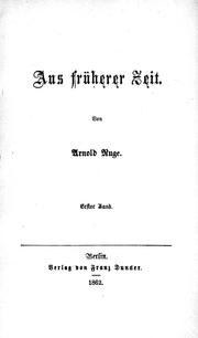 Cover of Aus früherer Zeit by Arnold Ruge