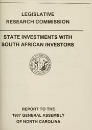 Cover of State investments with South African investors by North Carolina. General Assembly. Legislative Research Commission.