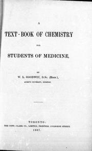 Cover of A text-book of chemistry for students of medicine by W. L. Goodwin