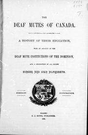 Front cover of The deaf mutes of Canada by Chas. J Howe