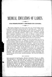 Front cover of Medical education of ladies by Unknown